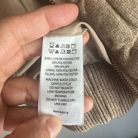 Joie Womens Quilted Knit Puffer Bomber Cable Knit Jacket Full Zip Size MEDIUM in - Picture 5 of 12